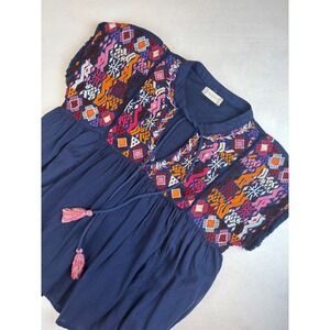 Altard State Embroidered Tunic Top Boho Festival‎ Navy Blue Small S